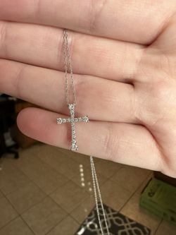 Zales Cross Diamond Silver Necklace