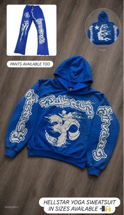 Hellstar Yoga Blue Graphic Hoodie