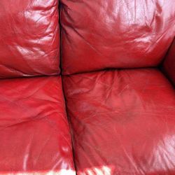 Genuine Leather Red Sofa