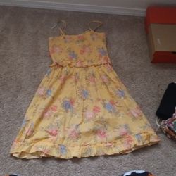 Yellow Floral Print Dress