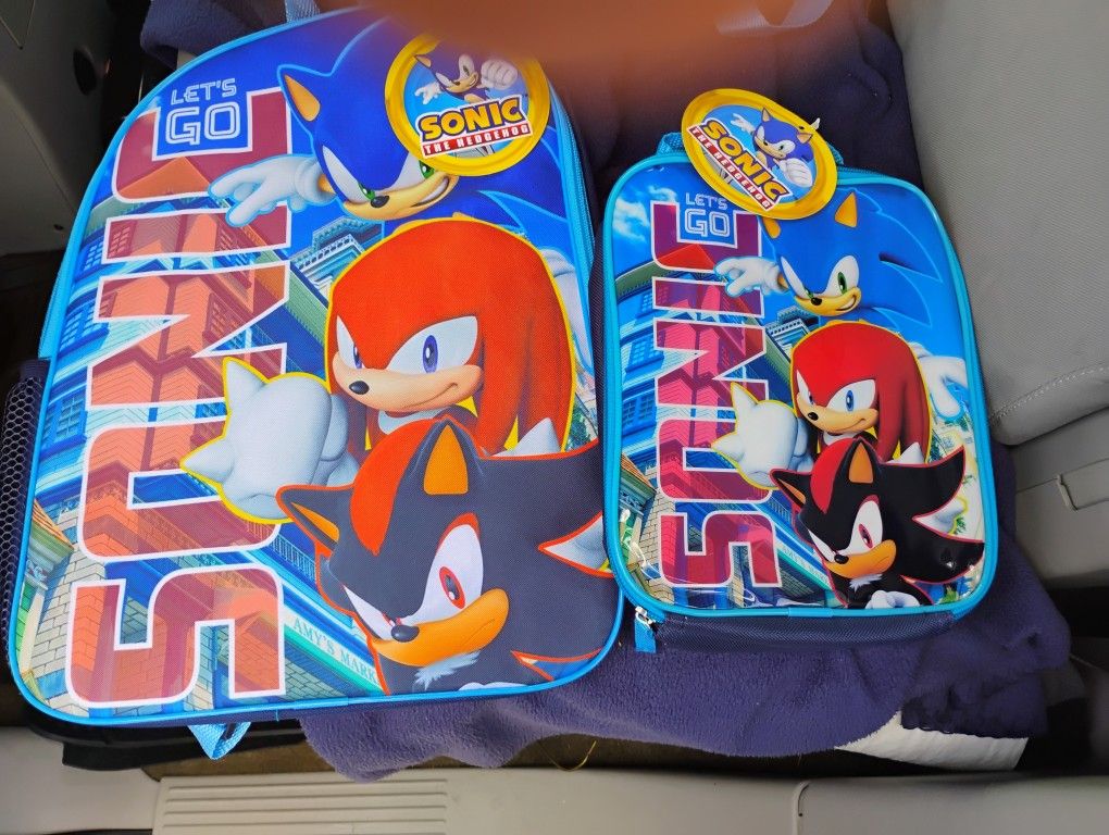 Sonic The Hedgehog Bookbag With Luncbox 