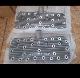 Vintage Offenhauser Finned Aluminum Flathead Ford V8 Cylinder Heads – Pair
