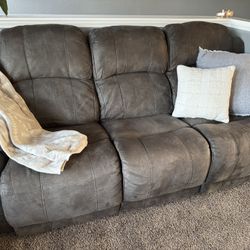 Gray Reclining Sofa 