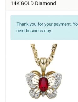 14k butterfly ruby  necklace