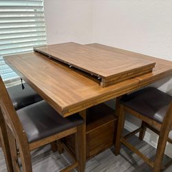 Dining table set with 4 chairs and adjustable