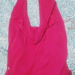 Womens Pink Halter Top W Square Chain Back