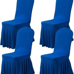 Dimatic Dining Room Chair Covers Set of 4, Stretch Parsons Slipcovers with Skirt Super Fit Spandex Chair Seat Protector Cover for Dining Room, Hotel, 