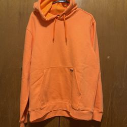 Brahma Men's Relaxed Fit Pullover Hoodie Neon Safety Orange Fleece Large NWT Cellphone Pocket