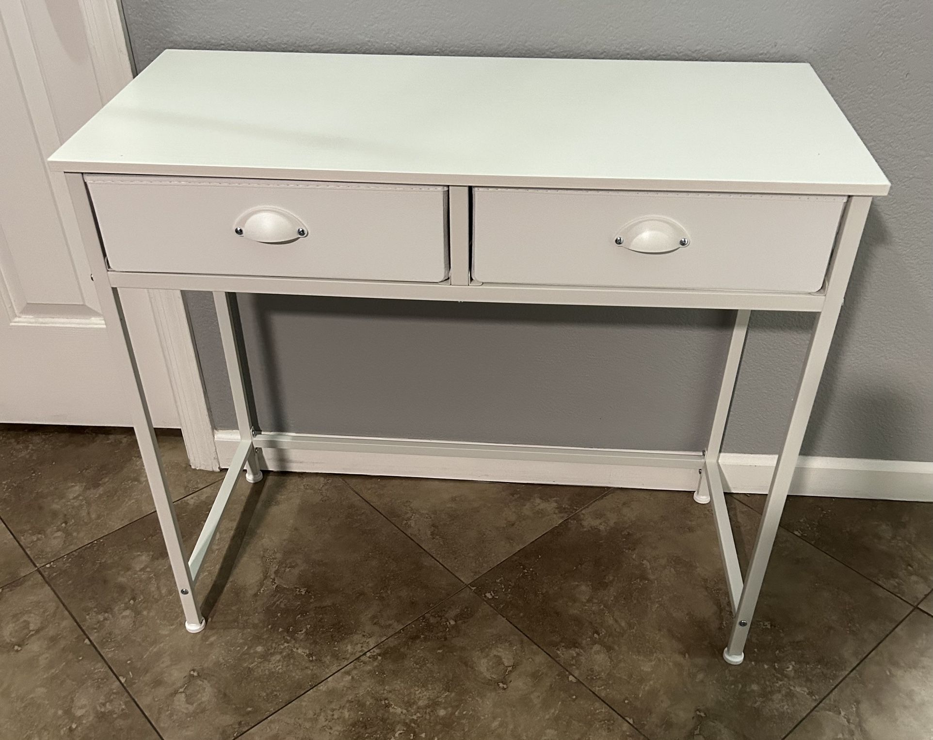 (New) 36” White Computer Desk With 2 Drawers