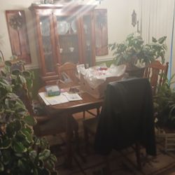 Dining Room Set - Table, Extender, 6 Chairs, And China Cabinet 