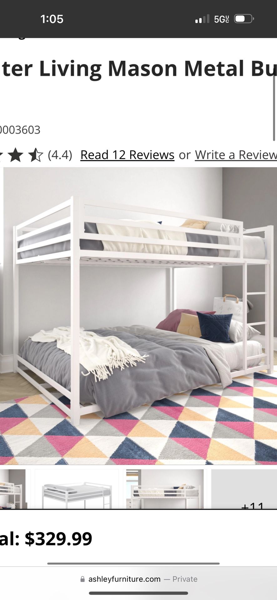 Ashley Home Metal Bunk Bed