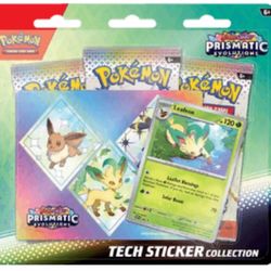 Pokémon Pokemon TCG Prismatic Evolutions Tech Sticker Collection Leafeon 3 Packs NEW 🔥🔥