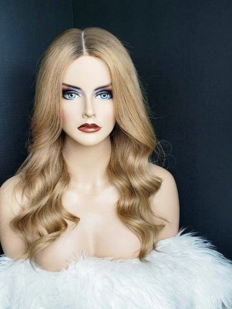 Beautiful long beach blonde human hair lace front wig