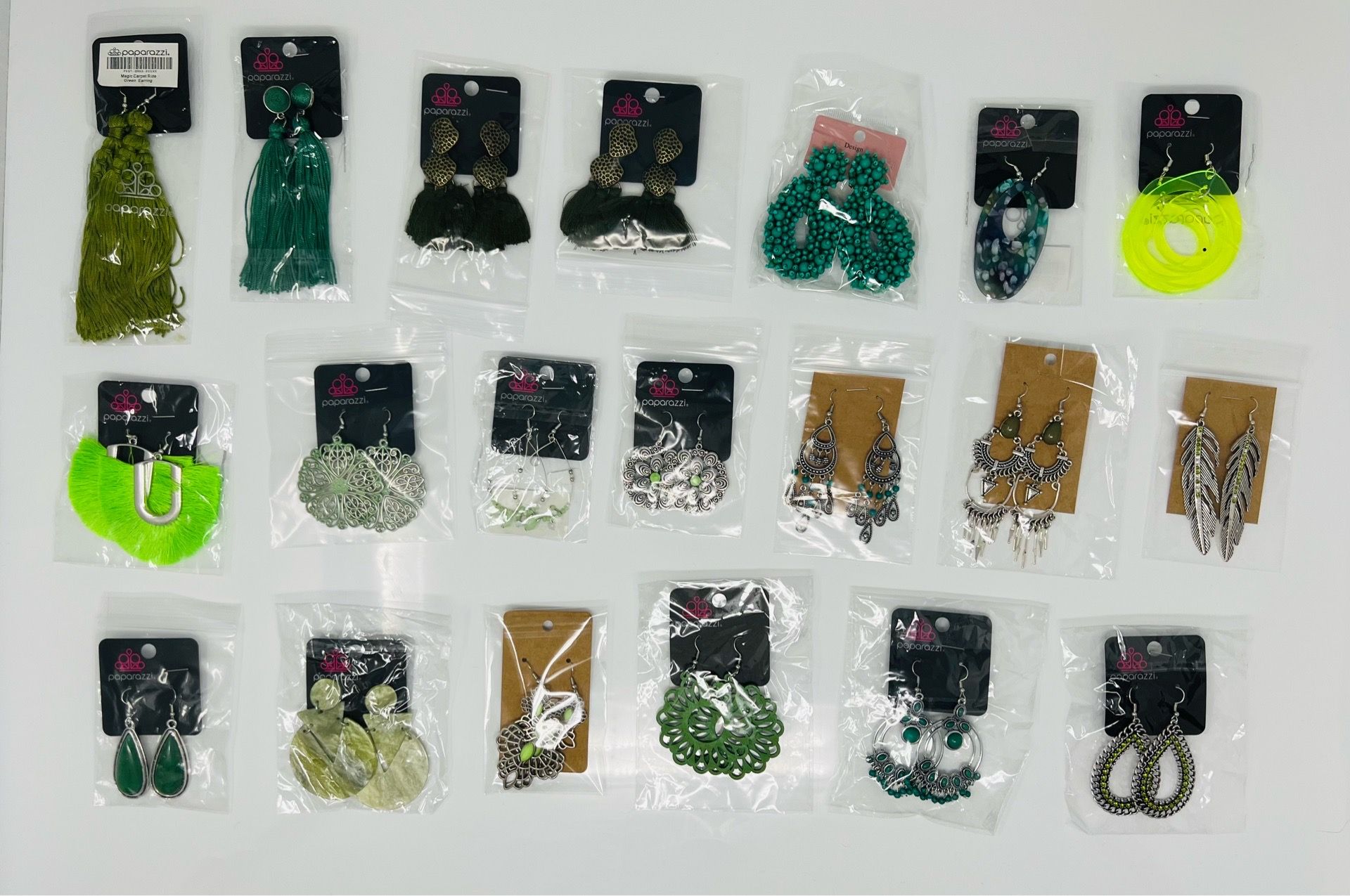 Costume earrings in green