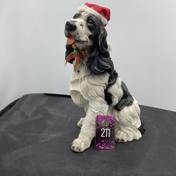 VNTG Resin Black White Springer Spaniel 10”tall Pup