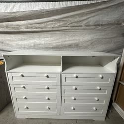 White Dresser W/ LED Lights & Input Outlet 