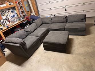 6 piece gray modular Costco sectional couch with ottoman