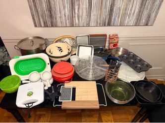 Kitchen Starter Bundle - Cookware, Bakeware, Utensils Pots Pans Serving Tray Bowl Plates Dishes