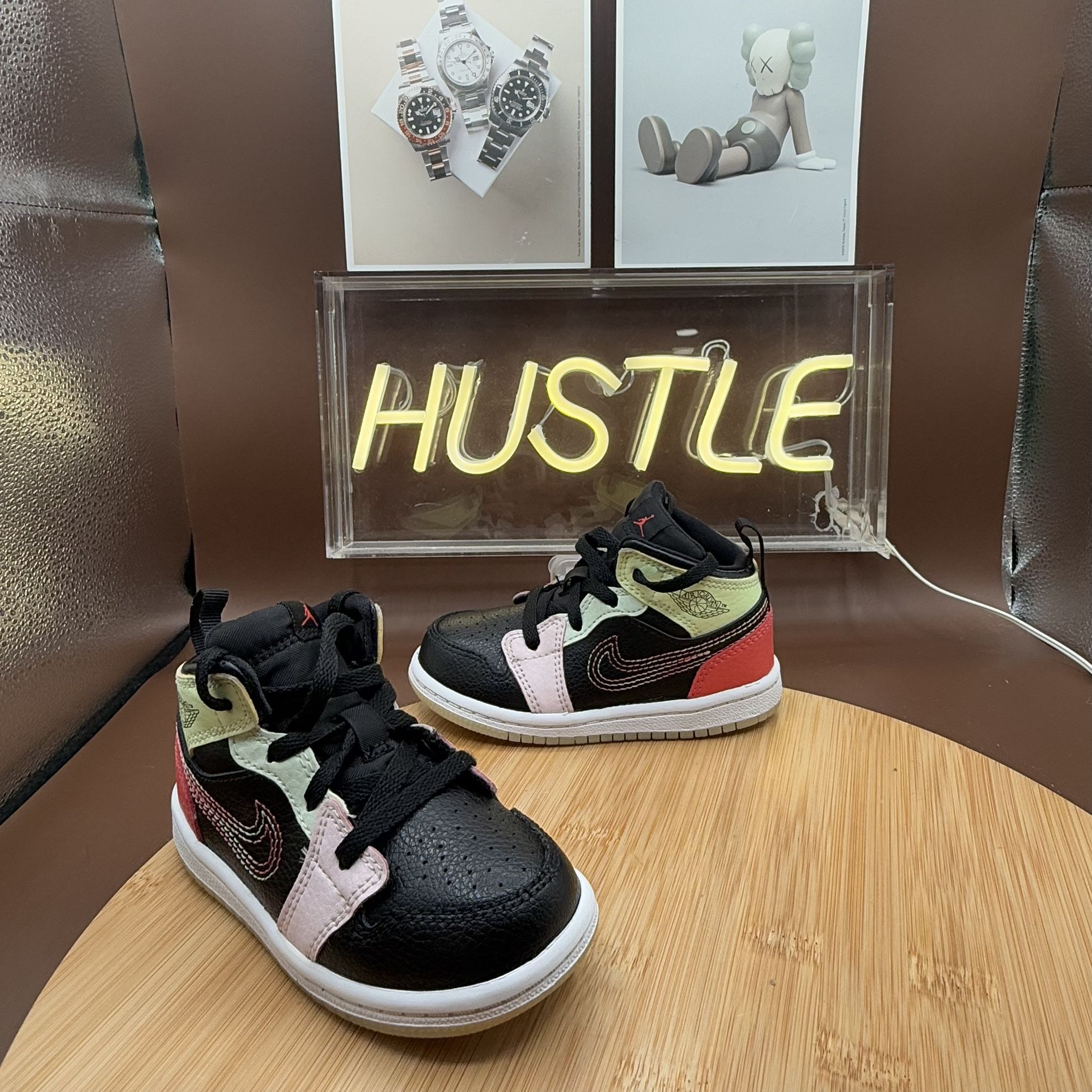 Nike Air Jordan 1 Mid SE (TD) "Glow in the Dark" Sz 7C