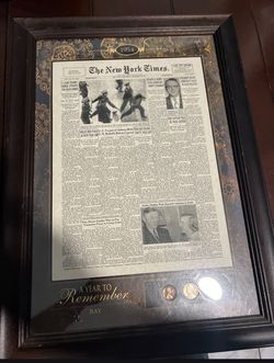 The New York Time 1954 Year To Remember Print With Coins Newspaper Print