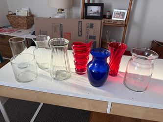 Assorted glass vases