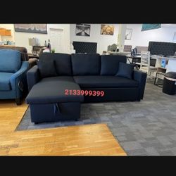 Black Pull Out Sofa Sleeper New 87×57"