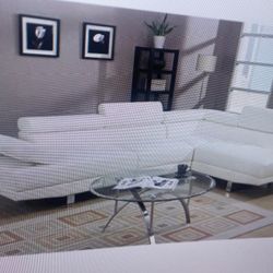 White Leather Sectional 