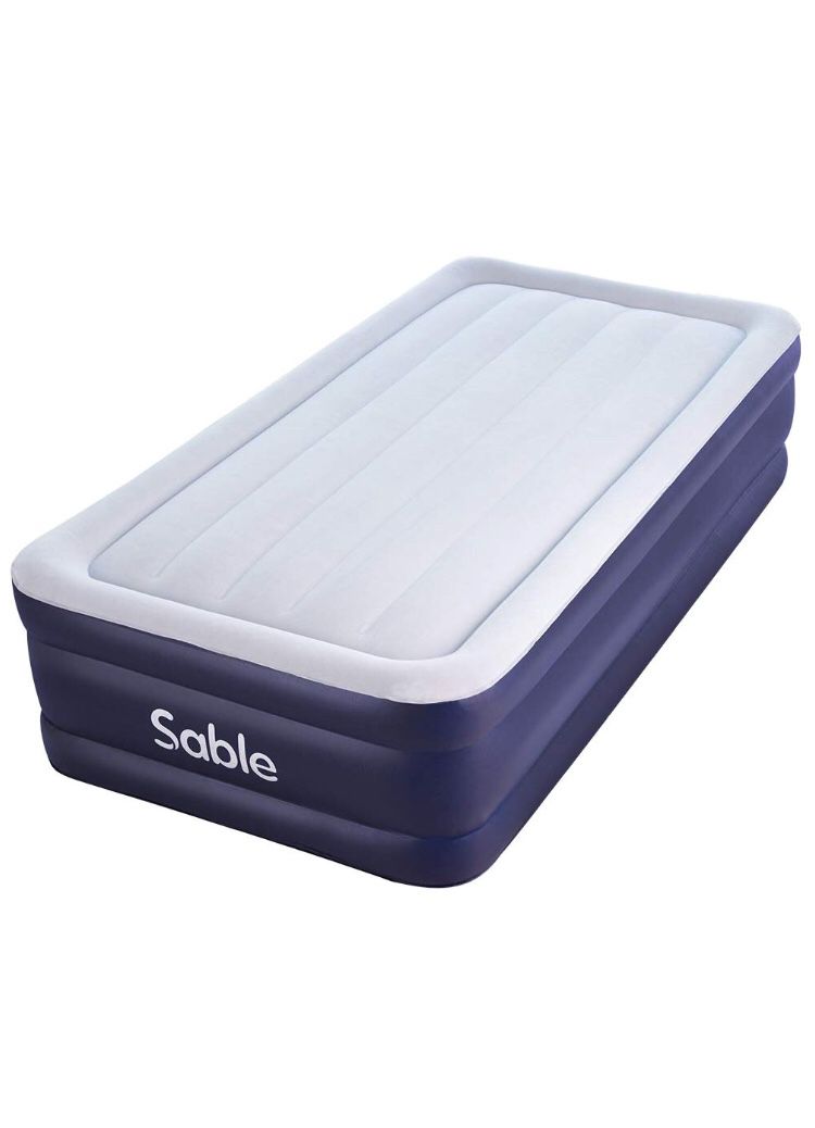 Sable Air Mattress Twin Size with Built-in Electric Pump, Raised Blow up Inflatable Air Bed with a Storage Bag, Height 18’’