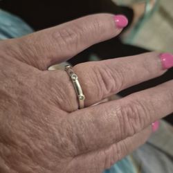 Sterling Silver 3 Diamond Ring Size 7