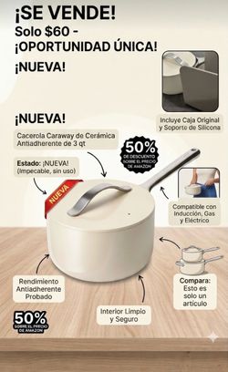 NEW Caraway Ceramic Non-Stick Saucepan 3qt - Cream