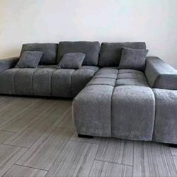 Grey sectional sofa modern mushroom couch NEW