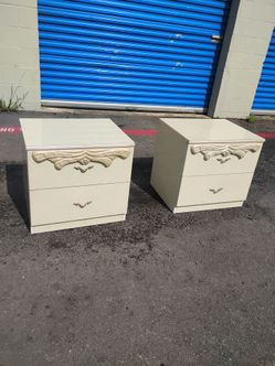 Cream Italian nightstands midcentury bedroom - delivery available