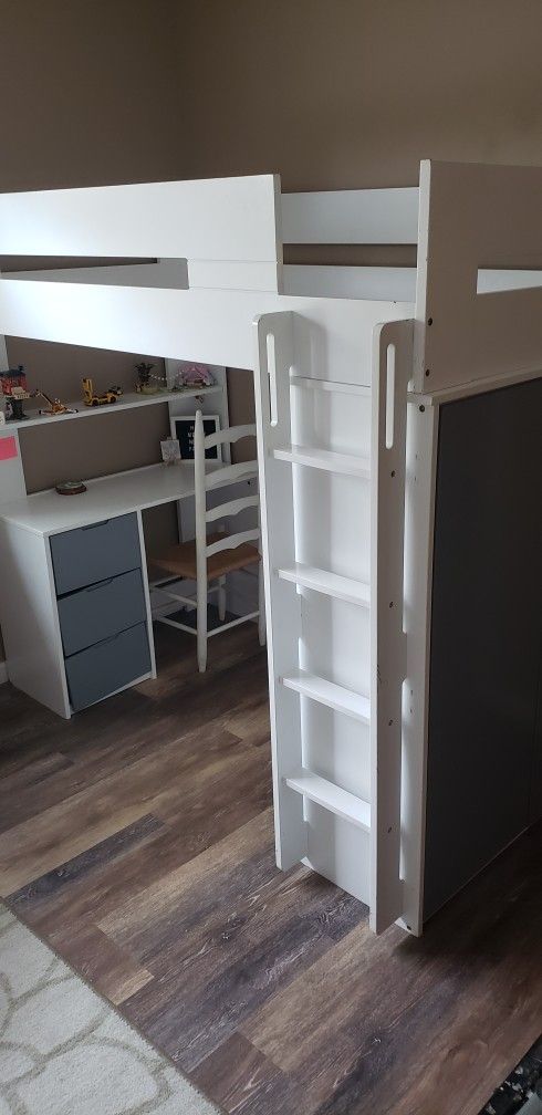 Twin Loft Bed w/Attached Desk & Enclosed Closet/Shelves - $300 (Greater Chattanooga/NW GA)