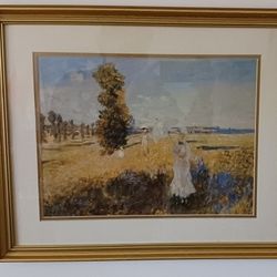 Claude Monet's "La Promenade, Argenteuil" 1875, gold framed print