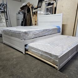 Queen Over Twin Trundle Bed And Mattress 