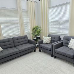 Blue Navy Livingroom Set - couch and 2 chairs