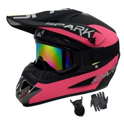 SanQing Youth Adult Dirt Bike,Motocross Helmets DOT Approved (YS-Pink, L)