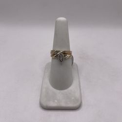 10kt Gold Duo Diamond Engagement Style Ring Set 