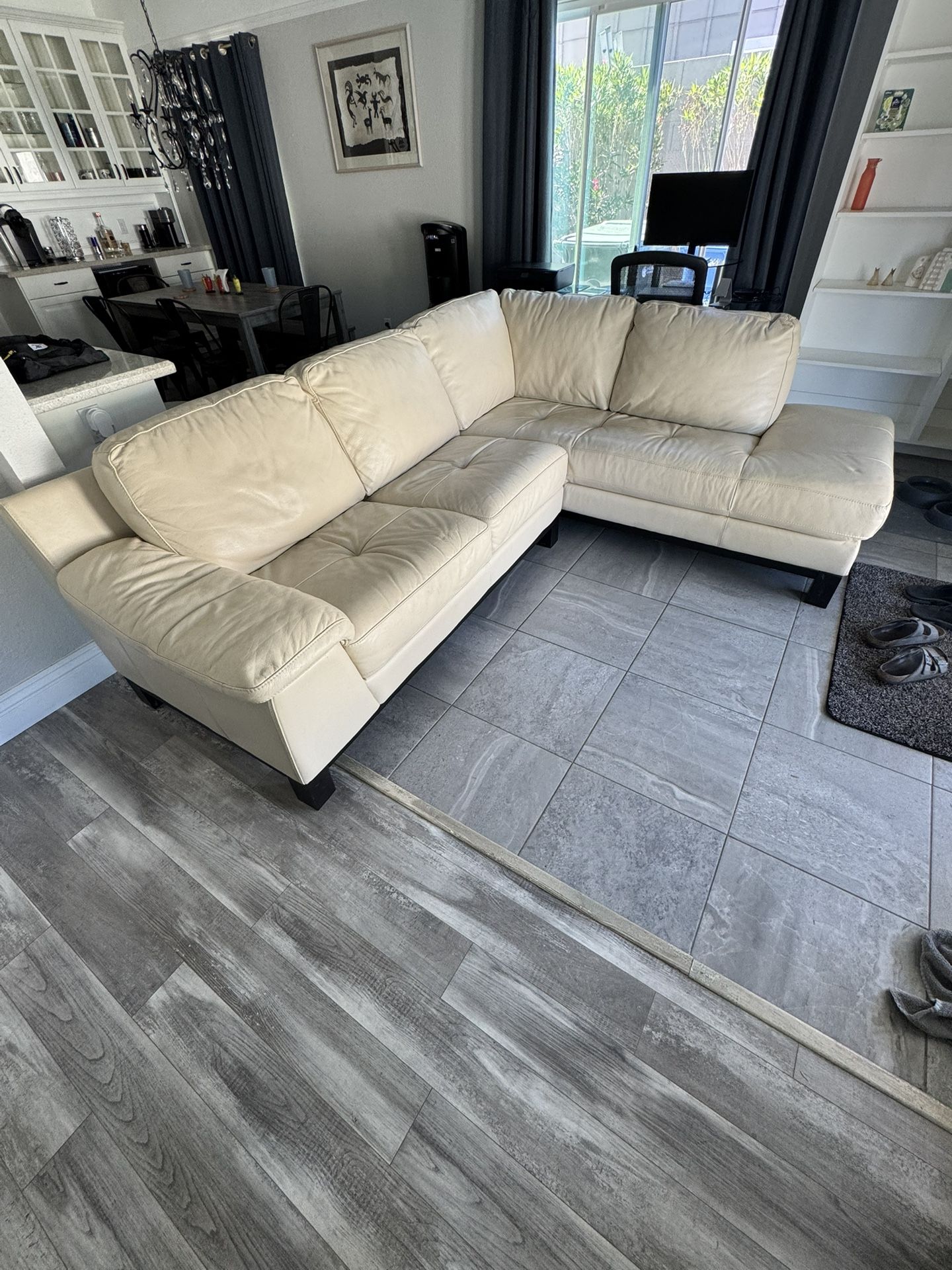Real Leather Sectional Sofa Couch