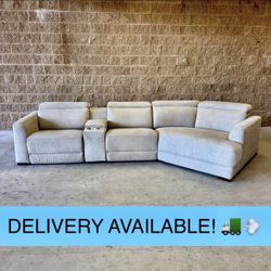 Gray/Beige Power Reclining Sectional Couch Sofa w/Adjustable Headrests & Cuddler (DELIVERY AVAILABLE! 🚛💨)