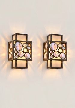 Set of 2- Mosaic metropolitan wall lamp with oyster shell designing