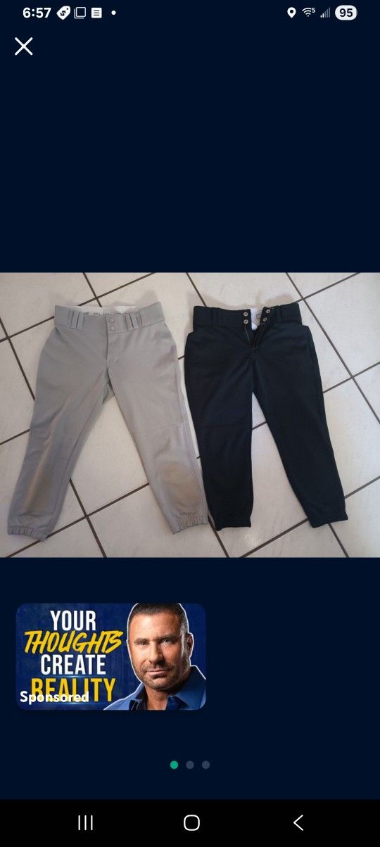 2 Pair Of Ladies Size  Small Softball Pants 