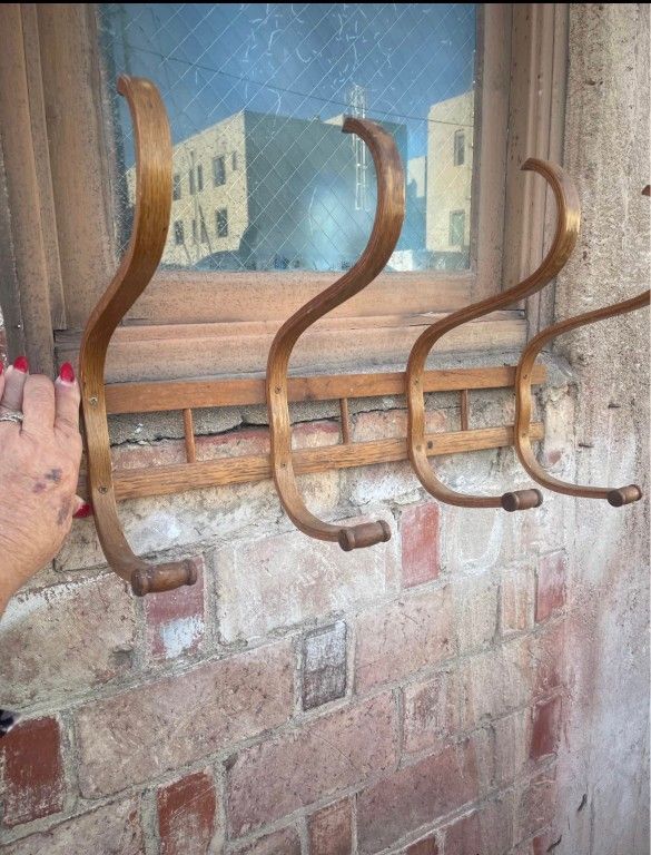 Vintage Wood Boho Hall Tree Wall Hooks 24"