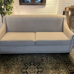 Sofa with Sloped Arms & Nickel Tufting Buttons