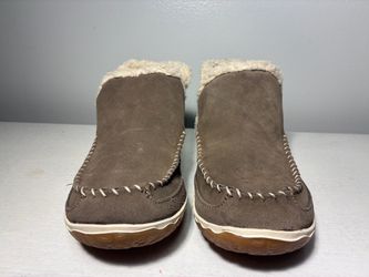 LL Bean Suede Moccasin Slippers with Sherpa Lining