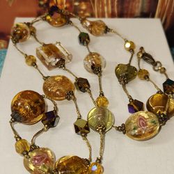 #2119, VENETIAN MURANO ART GLASS NECKLACES 28"INCHES, GREAT CONDITION
