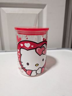 NEW HELLO KITTY CUP WITH STRAW