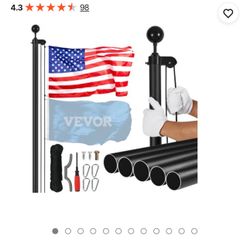 VEVOR 25FT Detachable Flagpole Kit Heavy Duty Aluminum Flag Pole American Black 