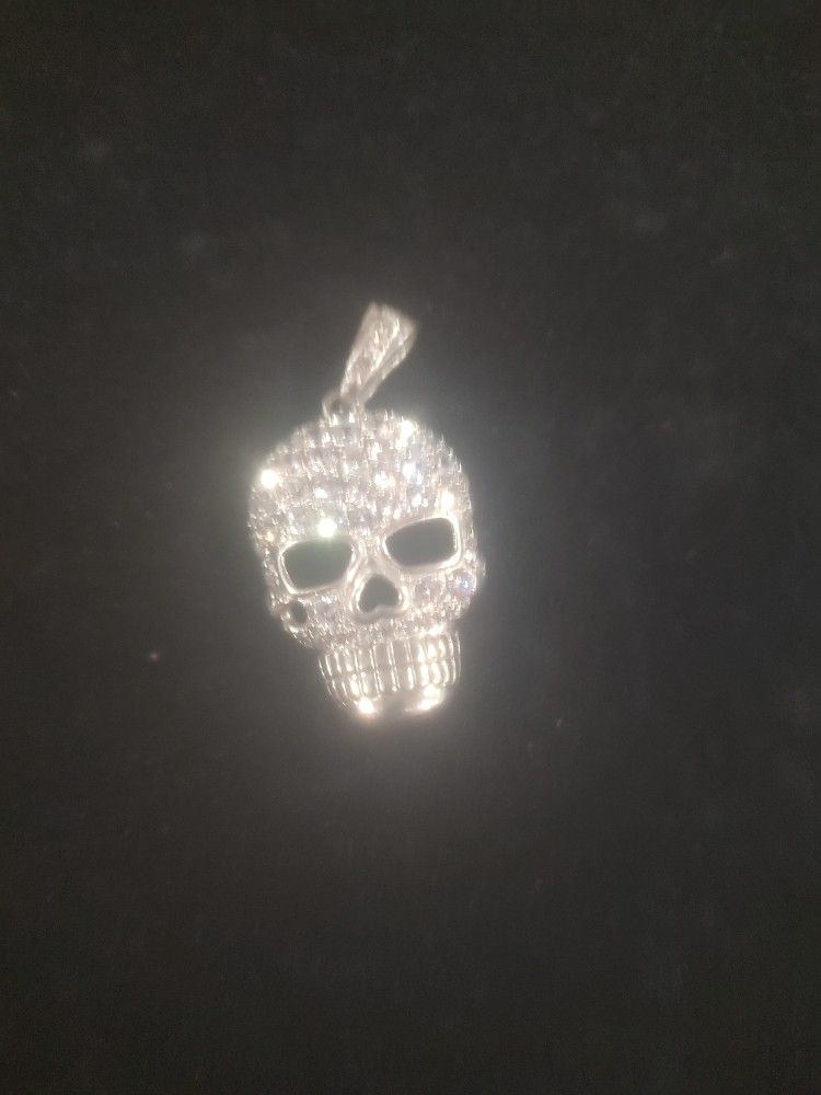 Calavera De Plata (925) Adiamantada 