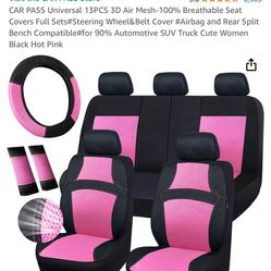 Pink & Black Car Mats, And Seat Covers!! 